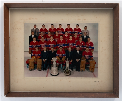 Tom Johnsons 1959-60 Montreal Canadiens Stanley Cup Champions Framed Team Photo from His Personal Collection with LOA (17" x 20 1/2") 