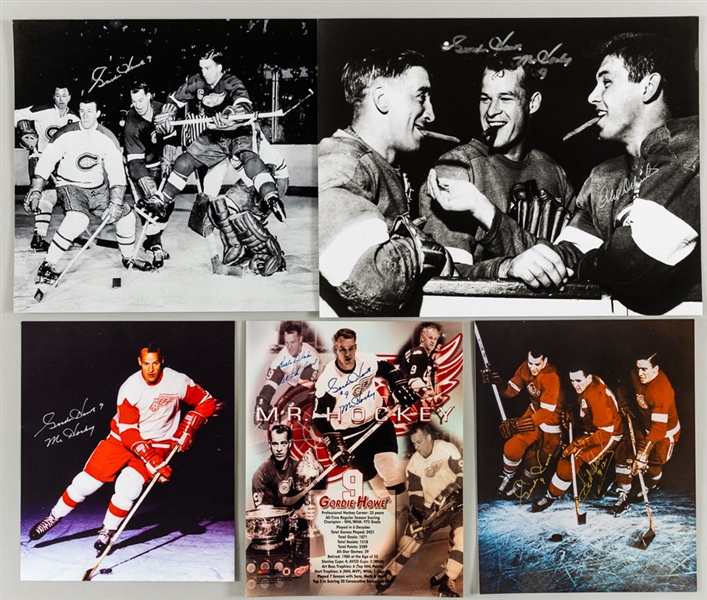 Gordie Howe Signed Detroit Red Wings Photos and Assorted Items (20 Pieces) from Ted Lindsays Personal Collection with Family LOA