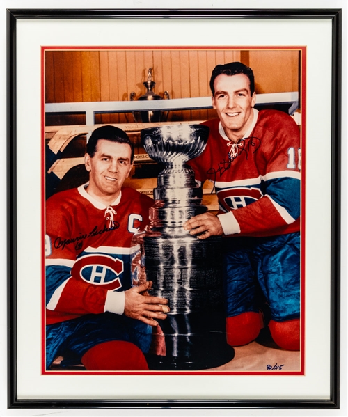 Maurice Richard Autograph Collection (5 Pieces) Including Maurice and Henri Richard Dual-Signed Framed Photo from Ted Lindsays Personal Collection with Family LOA