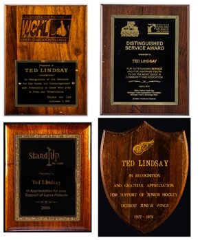 Ted Lindsays Honorific Plaques and Awards Collection (26) with Family LOA 