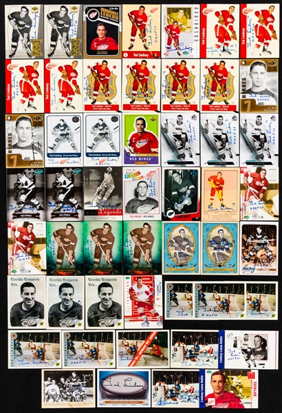 Ted Lindsays Modern Hockey Card Collection Including 52 Lindsay-Signed Cards with Family LOA