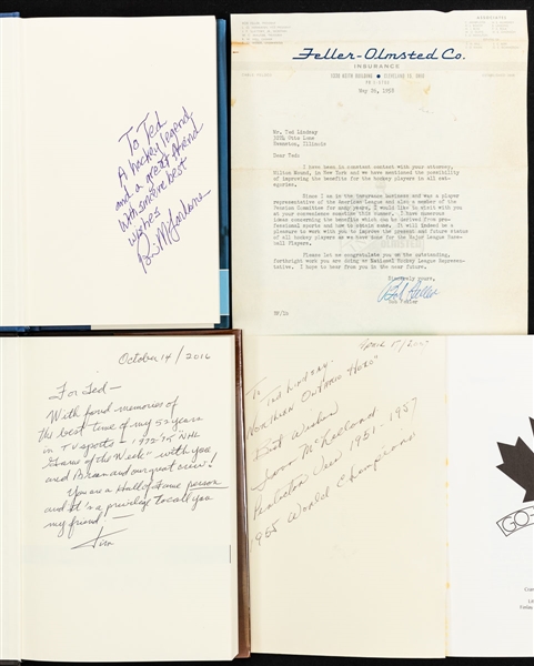 Ted Lindsays Collection Including 1958 Bob Feller Signed Letter, Late-1950s NHL Pension Society/Owner-Player Council Documents, Gordie Howe Book Manuscript and More with Family LOA 