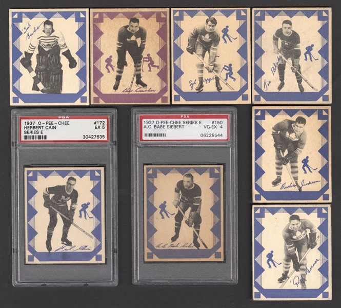 1937-38 O-Pee-Chee V304 Series "E" Hockey Complete 48-Card Set Including 8 Graded Cards