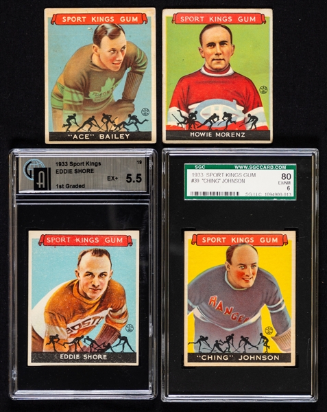 1933-34 Goudey Sport Kings Hockey Complete 4-Card Set Plus Extras (2)