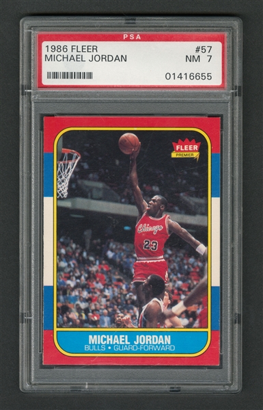 1986-87 Fleer Basketball Card #57 Michael Jordan Rookie - Graded PSA 7
