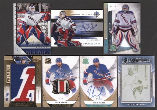 New York Rangers Hockey Cards (66) Including Patches/Autographs/Rookies - Messier, Leetch, Lundqvist, Nash, Bure, Shanahan, Kreider