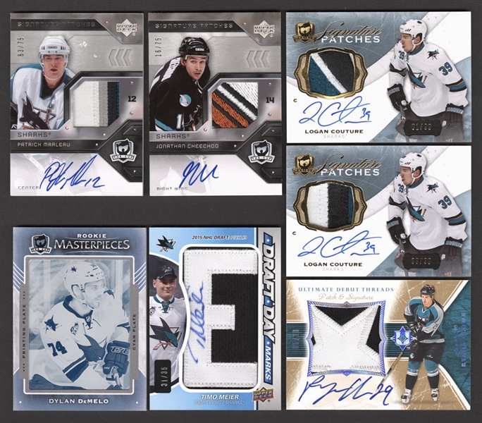 San Jose Sharks Hockey Cards (35) Including Patches/Autographs/Rookies - Marleau, Couture, Hertl, Cheechoo, Meier