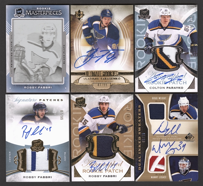 St. Louis Blues Hockey Cards (39) Including Patches/Autographs/Rookies - Tarasenko, Parayko, Fabbri, Weight, Binnington, Boyes, Steen