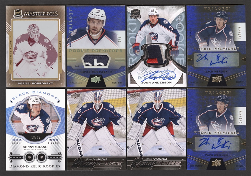 Columbus Blue Jackets Hockey Cards (56) Including Patches/Autographs/Rookies - Korpisalo, Bjorkstrand, Werenski, Bobrovsky, Anderson, Fedorov, Johnson