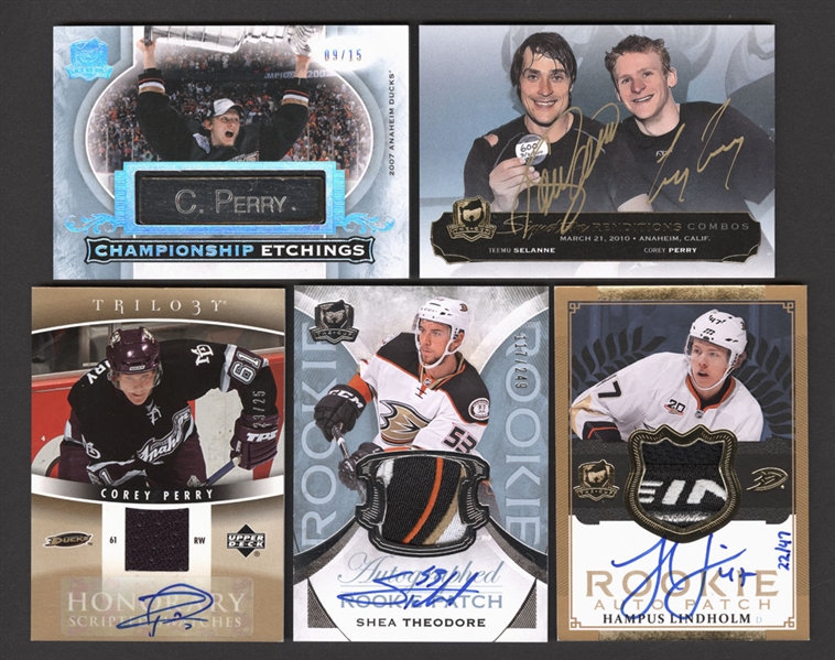 Anaheim Ducks Hockey Cards (41) Including Patches/Autographs/Rookies - Selanne, Koivu, Perry, Getzlaf, Pronger, Kessler, Gibson, Theodore