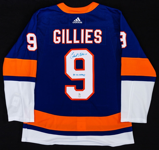 Deceased HOFer Clark Gillies Signed New York Islanders Captain’s Jersey with “4X SC Champ” Inscription – COA 