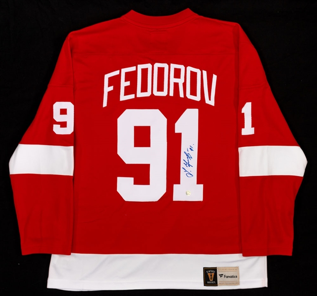 Sergei Fedorov Signed Detroit Red Wings Fanatics Alternate Captain’s Jersey with COA 