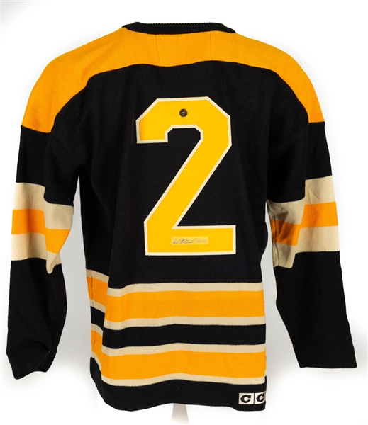 Deceased HOFer Eddie Shore Boston Bruins CCM "Vintage" Hockey Jersey with Embedded Signature - COA 
