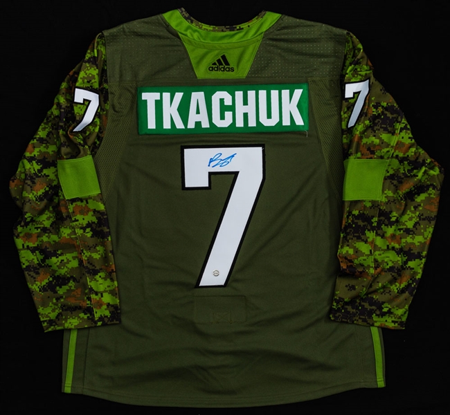 Brady Tkachuk Signed Ottawa Senators “Military Night” Jersey with COA 