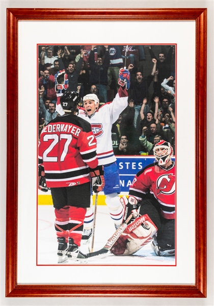 Trevor Linden Montreal Canadiens Photo Display featuring Scott Niedermayer and Martin Brodeur from the Montreal Canadiens Archives (25 1/8” x 36 1/4”)