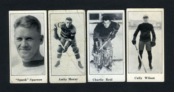 1924-26 Paulins Candy V128 Hockey Cards (4) Plus 1936-39 Diamond Match Tan Hockey Player Matchcovers (4)
