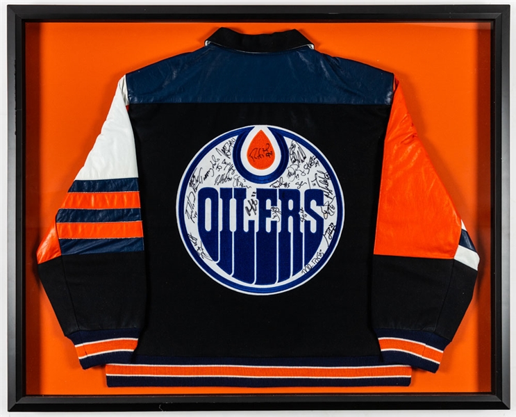 Edmonton Oilers 2001-02 Framed Team-Signed Jacket (33 ½” x 41 ½”) 
