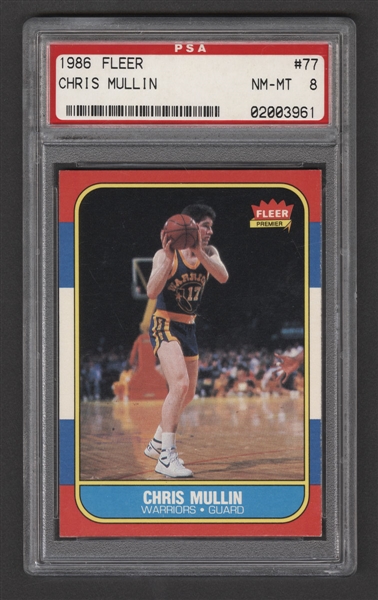 1986-87 Fleer Basketball Card #77 Chris Mullin Rookie - Graded PSA 8