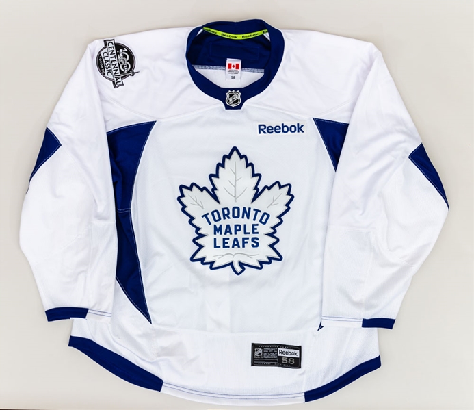 Toronto Maple Leafs 2017 NHL Centennial Classic Practice-Worn White Jersey with Team LOA 
