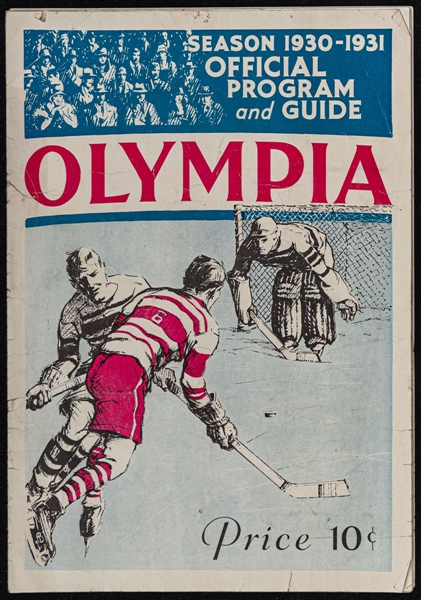 Detroit Olympia 1930-31 IHL Program - Detroit Olympics vs Cleveland Indians