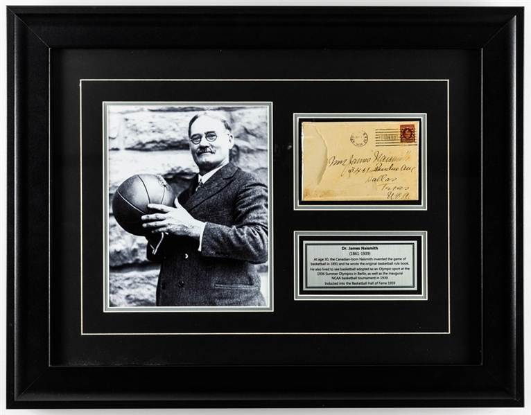 Deceased HOFer James Naismith "Father of Basketball" 1936 Signed Envelope Framed Display (19 ½” x 25”) 