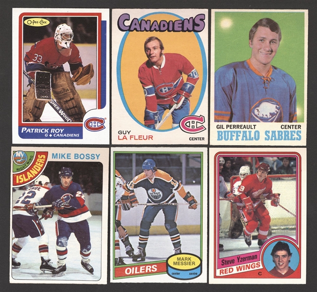 1970s and 1980s O-Pee-Chee Hockey Rookie and Star Card Collection (113) Including 1971-72 O-Pee-Chee #148 HOFer Guy Lafleur Rookie Card and 1986-87 O-Pee-Chee #53 HOFer Patrick Roy Rookie Card