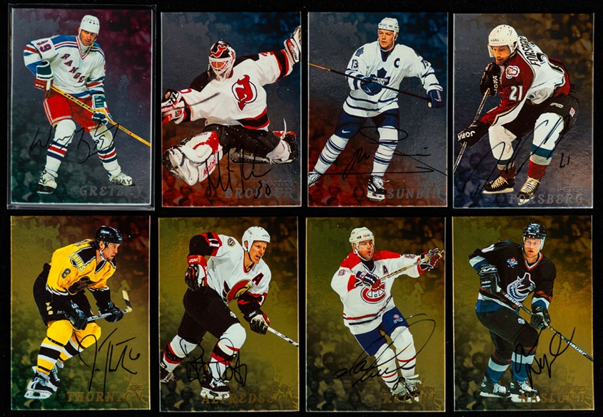 1998-99 In The Game “Be A Player” Series 1 Hockey Near Complete Autograph Card Set (143/150) and 1998-99 In The Game “Be A Player” Hockey Signed Gold Card Starter Set (75/150) 