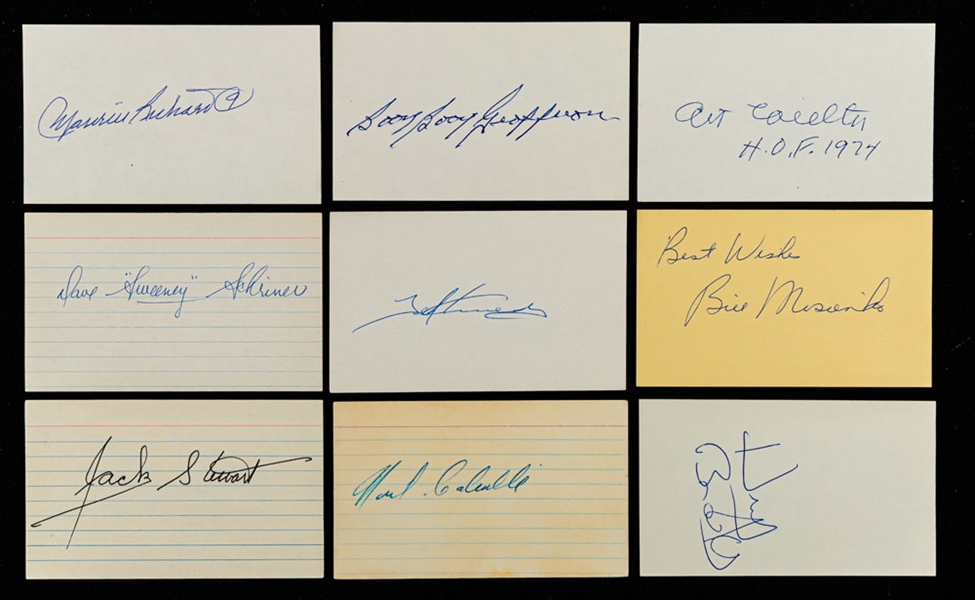 Hockey Signed Index Cards (165+) Including Deceased HOFers Schriner, Stewart, Colville, Mosienko, Coulter, the Rocket and Other Greats