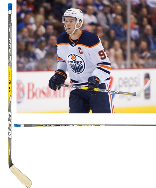 Connor McDavids 2017-18 Edmonton Oilers CCM Tacks Game-Used Stick with LOA - Art Ross Trophy Season! 