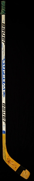 Dale Hawerchuks 1995-96 St Louis Blues Signed Bauer Supreme Game-Used Stick