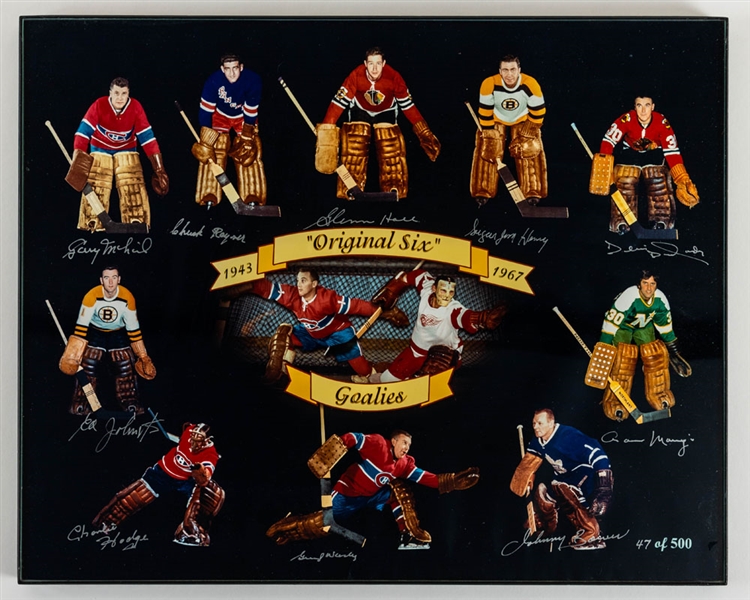 "Original Six" Goalies Multi-Signed Limited-Edition Framed Photo #47/500 with COA (16" x 20") 