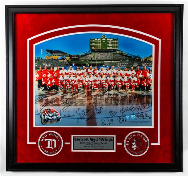 Detroit Red Wings 2009 Winter Classic Team-Signed Framed Poster (33” x 35”) 