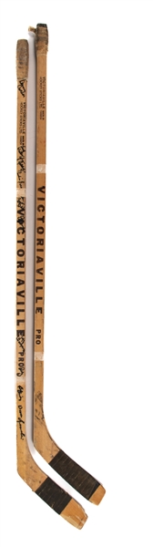 Mark and Marty Howes 1972-73 OHA Toronto Marlboros Team Signed Victoriaville Game-Used Stick Collection of 2 - Memorial Cup Championship Season!