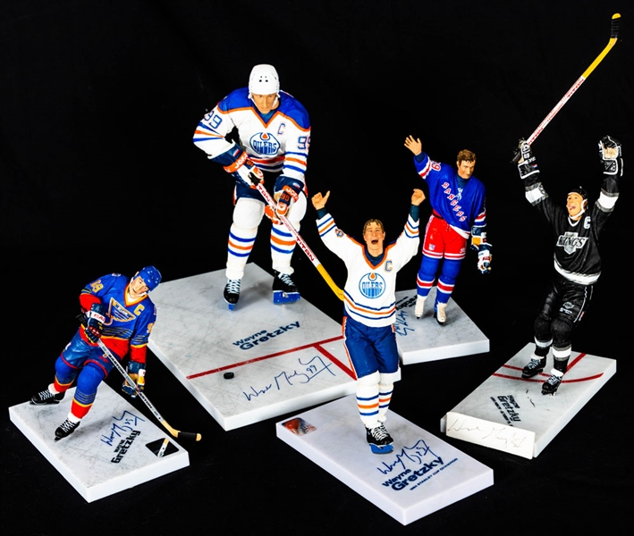 Wayne Gretzky Signed McFarlane Figurine Collection of 5 with COAs