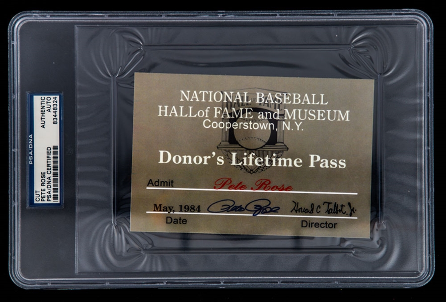 Pete Rose Signed National Baseball Hall of Fame Donors Lifetime Replica Pass - PSA/DNA Certified