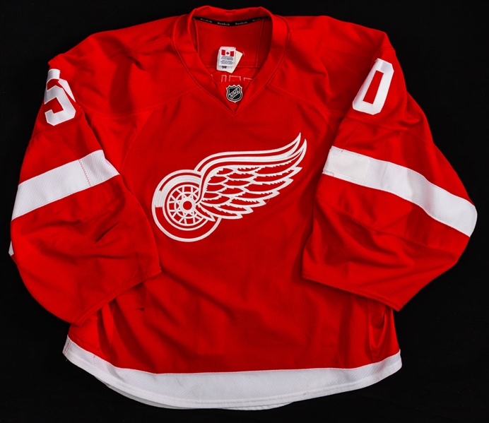 Jonas Gustavssons 2012-13 Detroit Red Wings Game-Worn Jersey - Photo-Matched! 