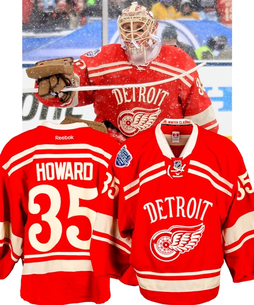 Jimmy Howards 2014 NHL Winter Classic Detroit Red Wings Game-Worn 2nd Period Jersey - Photo-Matched!