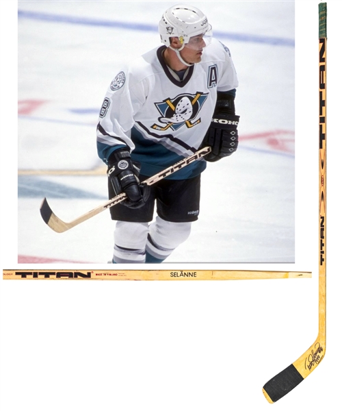 Teemu Selannes Late-1990s Anaheim Mighty Ducks Signed Titan ASD Game-Used Stick