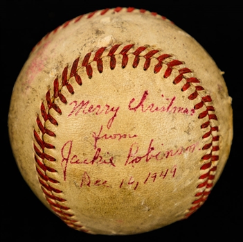Jackie Robinson December 16th 1949 Merry Christmas Single-Signed Baseball with JSA LOA
