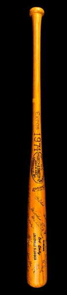 Bob Baileys 1974 Montreal Expos Team-Signed Louisville Game-Issued Bat by 30+ Including Carter, Foote, Fairly, Cox, Foli, Davis, Bailey, Singleton and Rogers