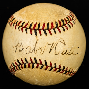 Babe Ruth Single-Signed Harwood Minor League Baseball with JSA LOA
