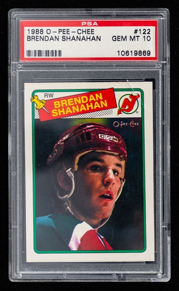 1988-89 O-Pee-Chee Hockey Card #122 HOFer Brendan Shanahan Rookie - Graded PSA GEM MT 10