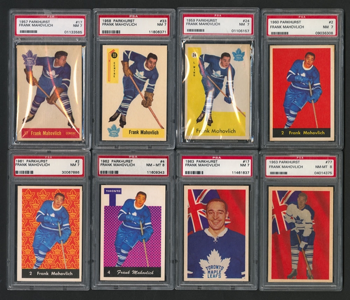 1957-58 to 1977-78 Parkhurst, Topps and O-Pee-Chee Hockey Cards of HOFer Frank Mahovlich (27 Cards) - Most Graded by PSA/SGC 7 or Better