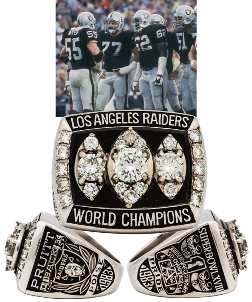 Gregg Pruitts 1983 Los Angeles Raiders Super Bowl XVIII Championships Gold and Diamond Ring 