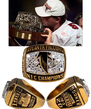 Michael Bookers 1998 Atlanta Falcons N.F.C. Championship 10K Gold and Diamond Ring 