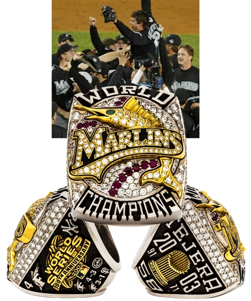 Michael Tejeras 2003 Florida Marlins World Series Championships 14K Gold and Diamond Ring with Presentation Box