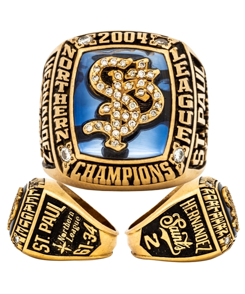 Jackie Hernandezs 2004 St. Paul Saints Northern League Championship 10K Gold and Diamond Ring 