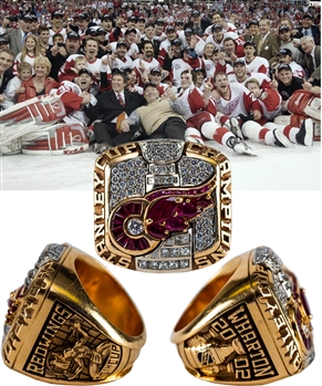 John Whartons 2002 Detroit Red Wings Stanley Cup Championship 14K Gold and Diamond Ring