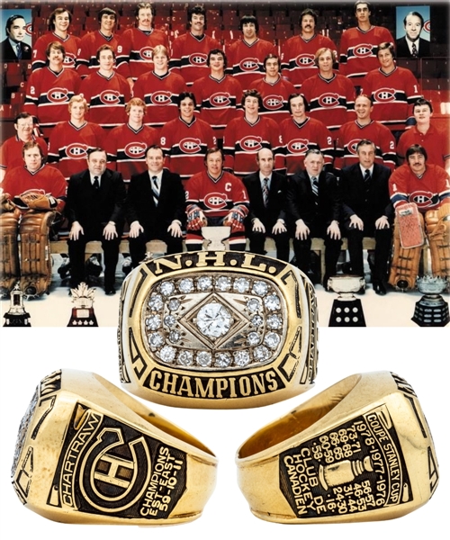 Rick Chartraws 1977-78 Montreal Canadiens Stanley Cup Championship 14K Gold and Diamond Ring with His Signed LOA