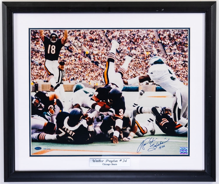 Walter Payton Signed Chicago Bears Limited-Edition Framed Photo from Steiner with “16,726” Rushing Yard Inscription - COA (22 ½” x 26 ½”) 